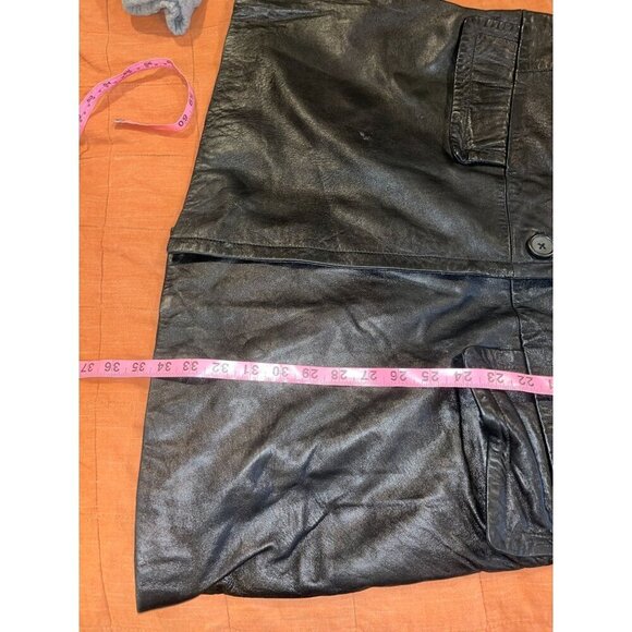 Vintage Banana Republic Womens Black L100 % Genuine Leather Button-Up Coat Size - Picture 6 of 7